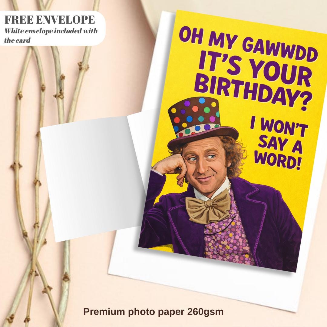Funny Birthday Card | Sarcastic Birthday Gift | Humorous Birthday Print | Wizard Party Hat Illustration | Cheeky Birthday Decor