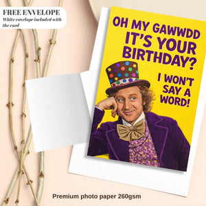 Funny Birthday Card | Sarcastic Birthday Gift | Humorous Birthday Print | Wizard Party Hat Illustration | Cheeky Birthday Decor