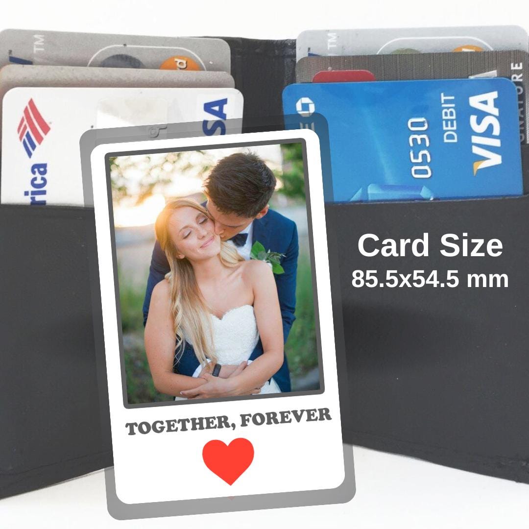 Personalise PVC Photo Wallet Card Forever | For Husband, Wife Or Boyfriend, Girlfriend Anniversary Photo Gift For Him, Her | Modern card
