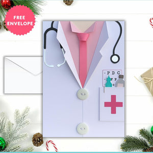 Doctor Card, Medical Card, Handmade Medical School Graduation Card, Thank You Card, Physician Card, Doctor Card.