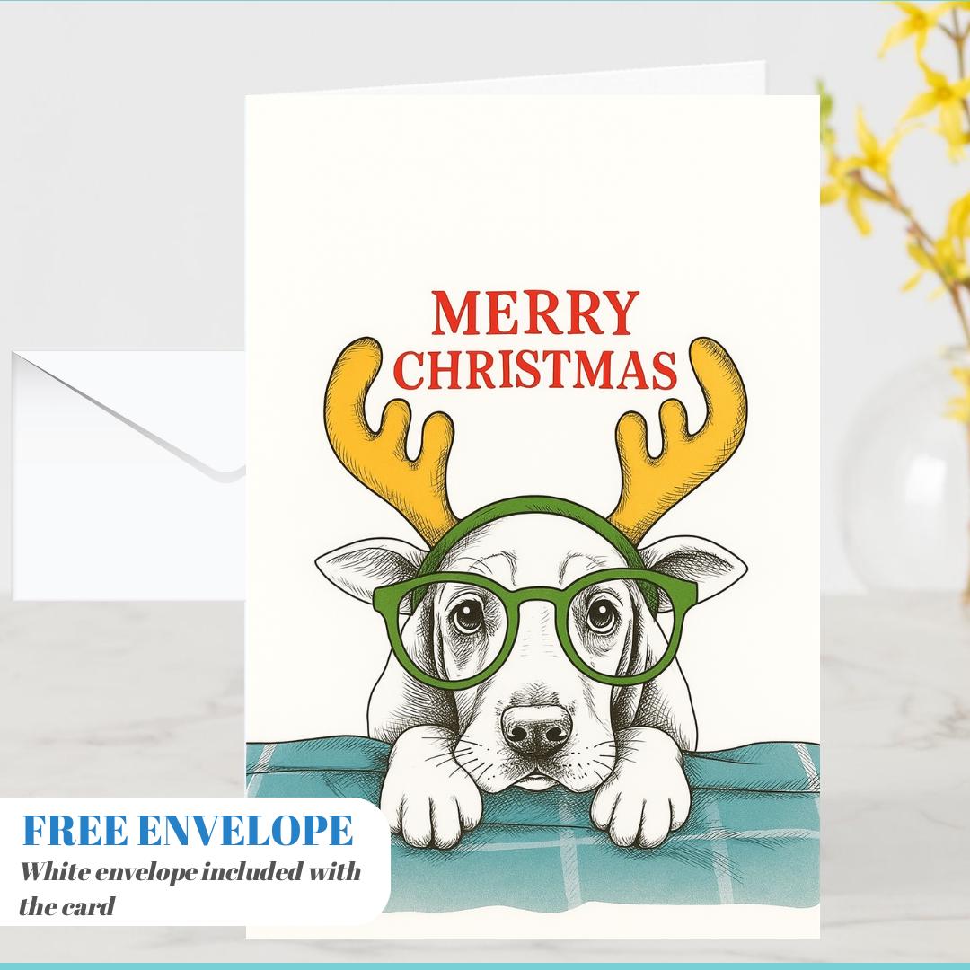 Dog Christmas Card  - Funny dog lover xmas  Cards For dog Lovers - dog wishes Marry Christmas to you, meme dog mums