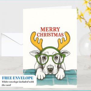 Dog Christmas Card  - Funny dog lover xmas  Cards For dog Lovers - dog wishes Marry Christmas to you, meme dog mums
