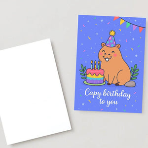 Capy Birthday - Capybara Birthday Card Cute animal birthday cards Hand drawn animal art capybara greeting card A5 size