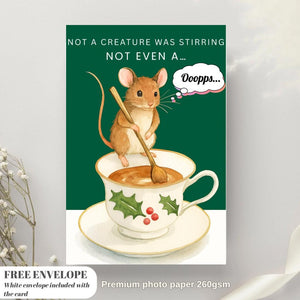 Funny Christmas Card | Christmas Mouse Card | Not a Creature Was Stirring | Twas the Night Before Christmas Greeting