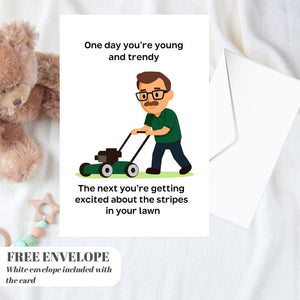 Funny Lawn Stripes Birthday Card for Him, greeting card for husband, best friend, father, uncle, card that make you smile (A5 size)