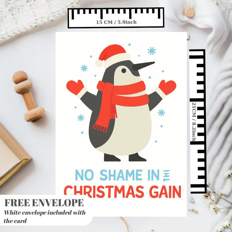 Personalised Pesto Penguin Christmas Card - No Shame in the Christmas Gain marry christmas card for him or her funny xmas card