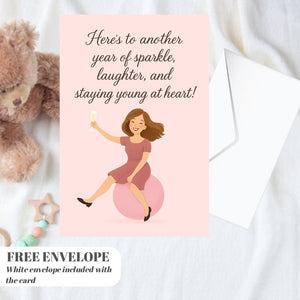 Another year of Sparkle Birthday Card For Her, greeting card for women, best friend, sister, auntie, card love my bestie