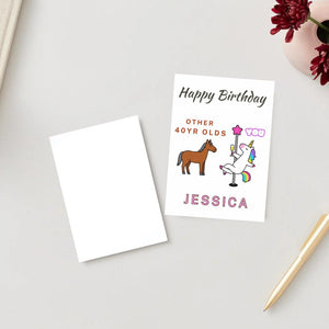 Birthday Card - Birthday Funny Card For Women, Unicorn Pole Dancer, Other 40 Year Olds You