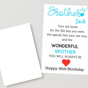 Personalised Brother Birthday Card Quote Coming of Age 21st 18th 16th 30th 40th Wonderful Brother Card for him
