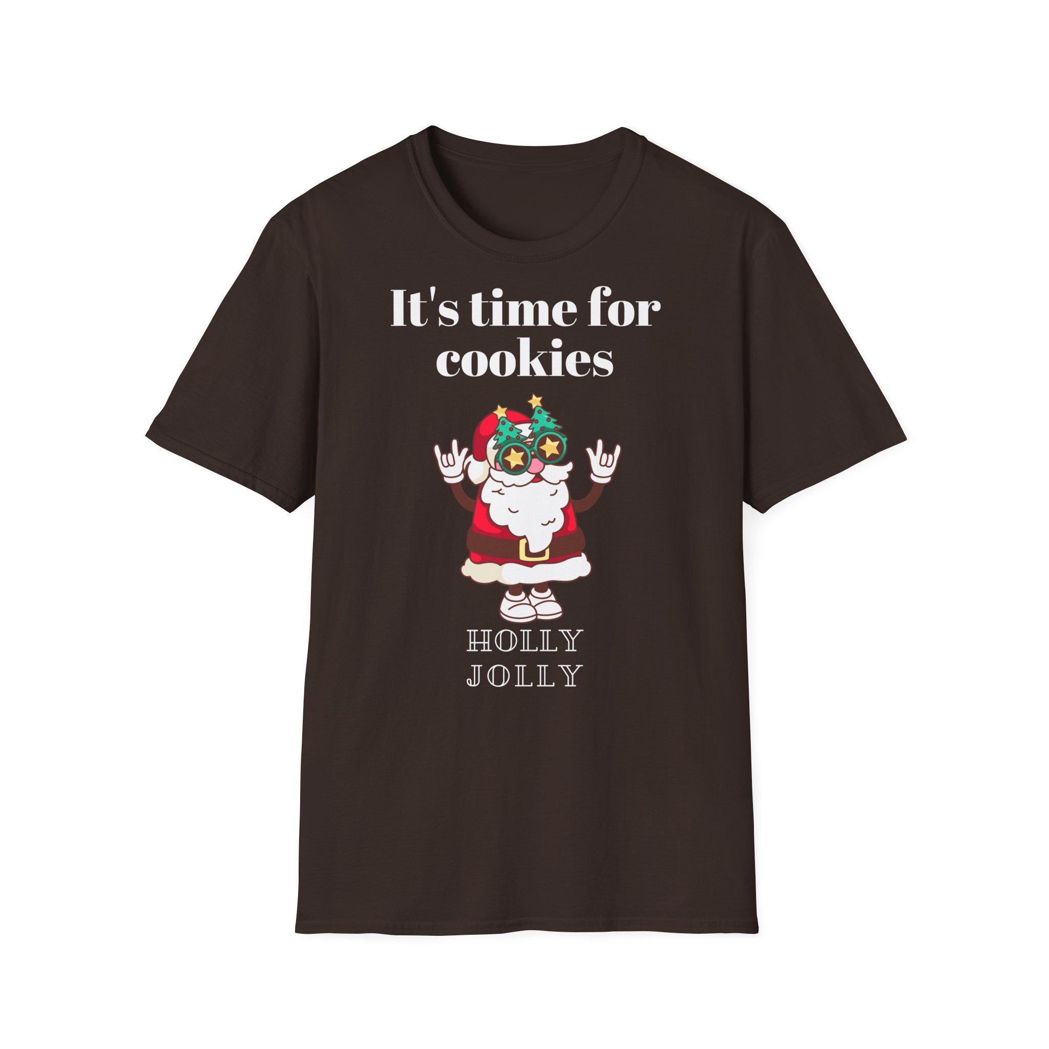 Christmas Santa Funny T-Shirt, Cookies Gift Awesome Unisex Softstyle Tee, Holiday Apparel, Xmas Shirt, Festive Clothing, Winter Top
