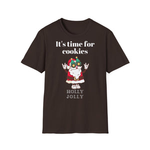 Christmas Santa Funny T-Shirt, Cookies Gift Awesome Unisex Softstyle Tee, Holiday Apparel, Xmas Shirt, Festive Clothing, Winter Top