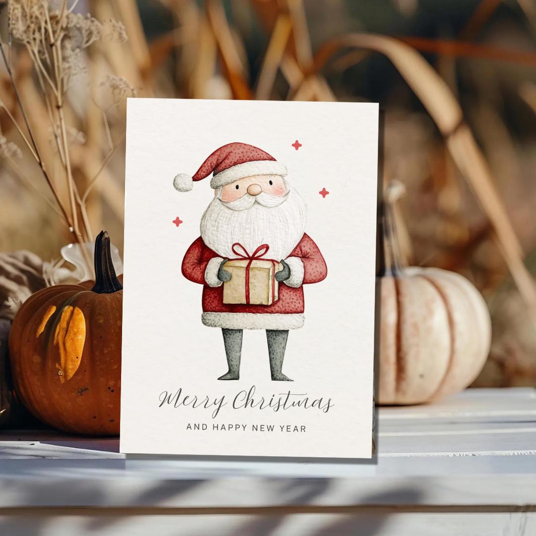 Christmas Card | Marry Xmas greeting Card | santa gift Card | Personalised Card name and age | For both of you | Santa Christmas card
