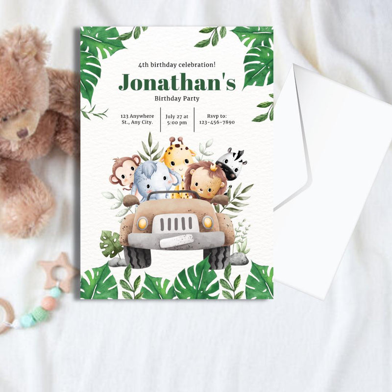 Boy Birthday Invitation, kids Birthday Invite, animal Birthday,  Birthday boy & Girl, Beary Birthday Party Invite Pink 10/20/30 card