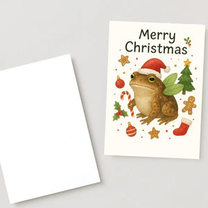 Frog Christmas Card | Marry Christmas Grumpy Card | frog santa gift Card | For frog lovers