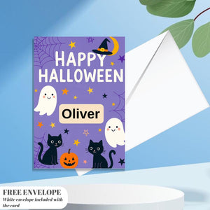 Personalised Halloween Card - Trick or Treat- Cheeky Gift For Sister Brother, Friends Halloween Card -