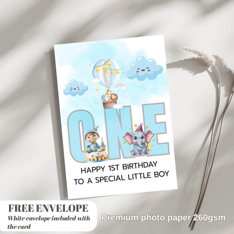 Animal 1st Birthday Card For Boy, Son 1st Birthday Card, Special First Birthday Gift For Grandson, First Birthday Card, Nephew 1st Birthday