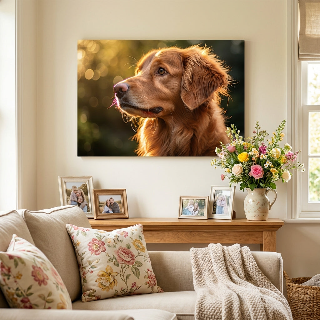 Colorful Dog Canvas Print – Professional Outdoor Pet Wall Art, Modern Animal Decor