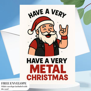 Have a Very Metal Christmas Card – Funny Rock Santa Card for Metalheads, Guitar Players, Bikers & Alternative Christmas Fans
