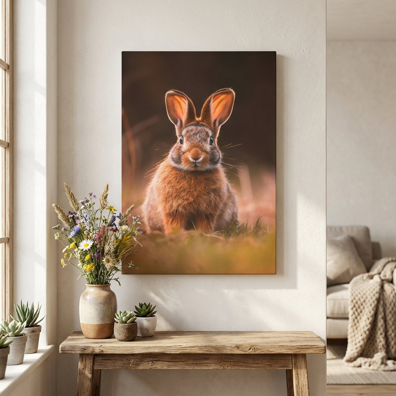 Cute Bunny Canvas Print – Colorful Rabbit Wall Art, Adorable Animal Home Decor