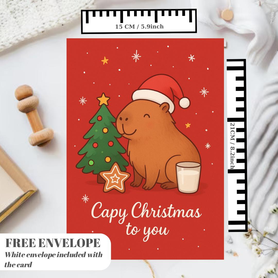 Capy Christmas Card  - Funny Capybara xmas  Cards For capybara Lovers - capy wishes Capy Christmas to you, capybara mums postcard