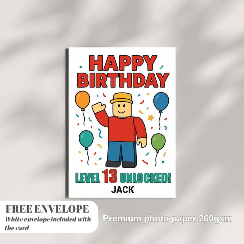 Roblox Personalised Birthday Card Greeting Card Boy Girl card greeting card | gaming all ages  video game player gift | level up control pad