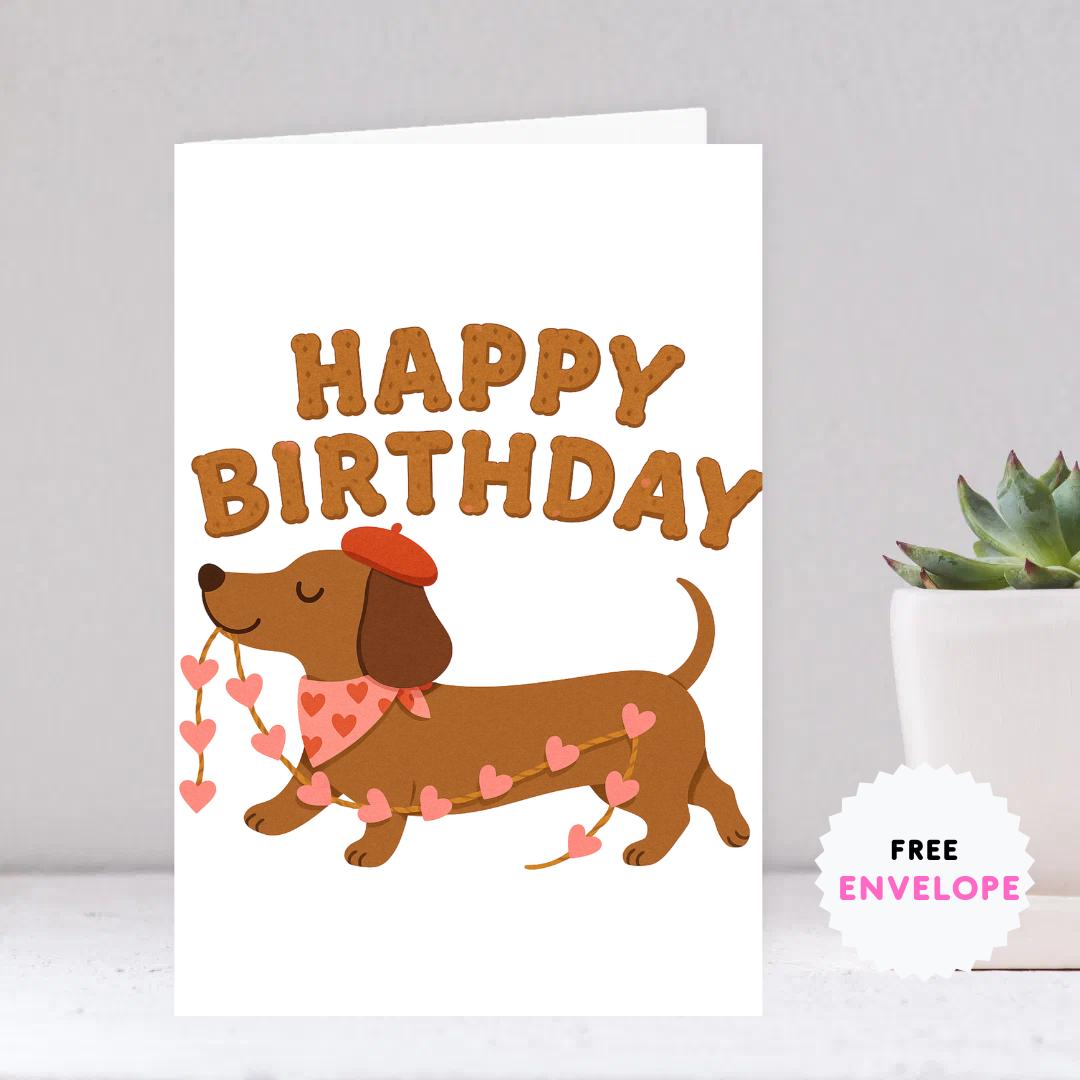 Funny Dachshund Birthday Card, Cute Sausage Dog Card, Dog Lover Gift, Funny Dog Birthday Card, Pun Birthday Card for Him/Her