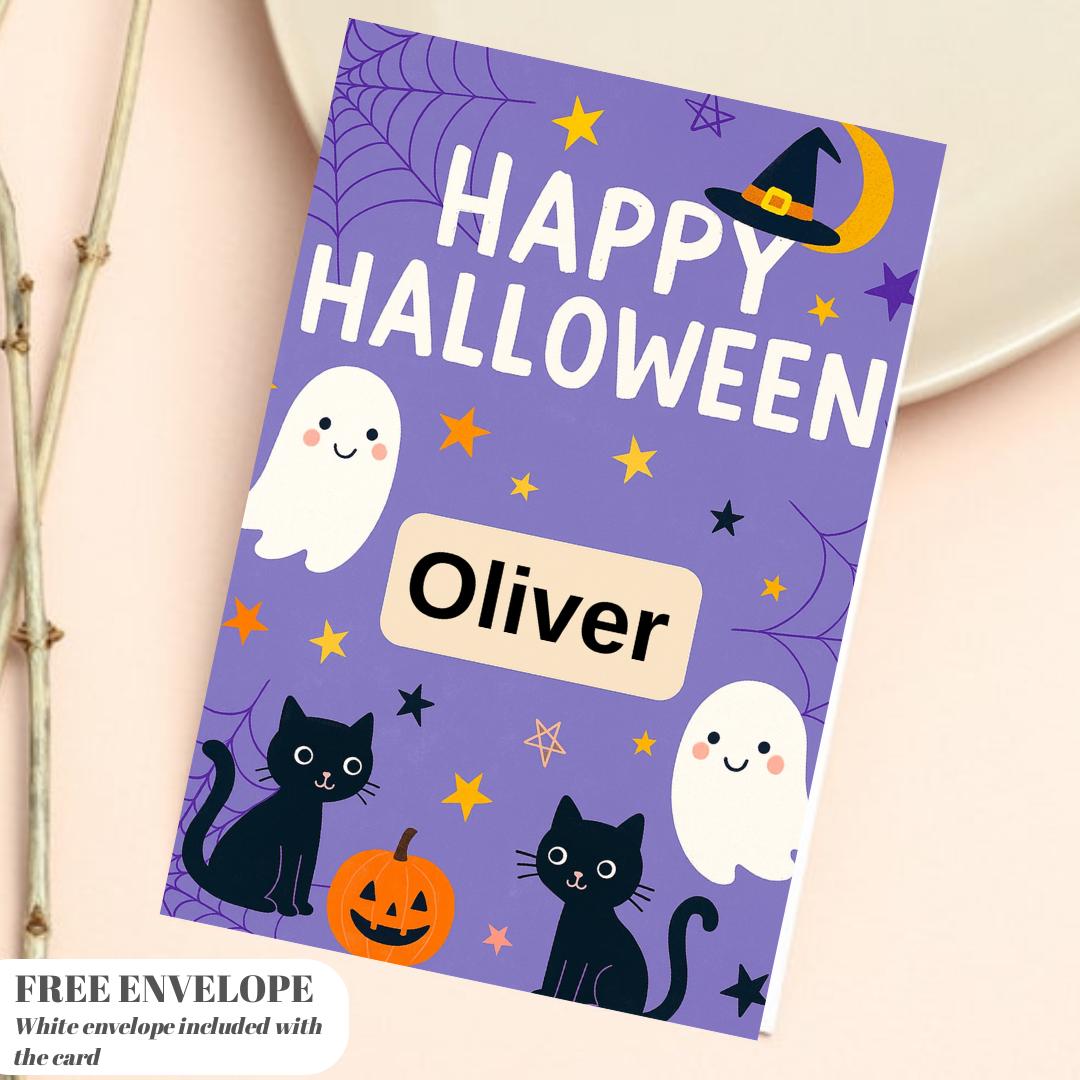 Personalised Halloween Card - Trick or Treat- Cheeky Gift For Sister Brother, Friends Halloween Card -