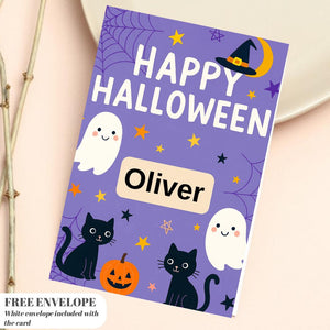 Personalised Halloween Card - Trick or Treat- Cheeky Gift For Sister Brother, Friends Halloween Card -