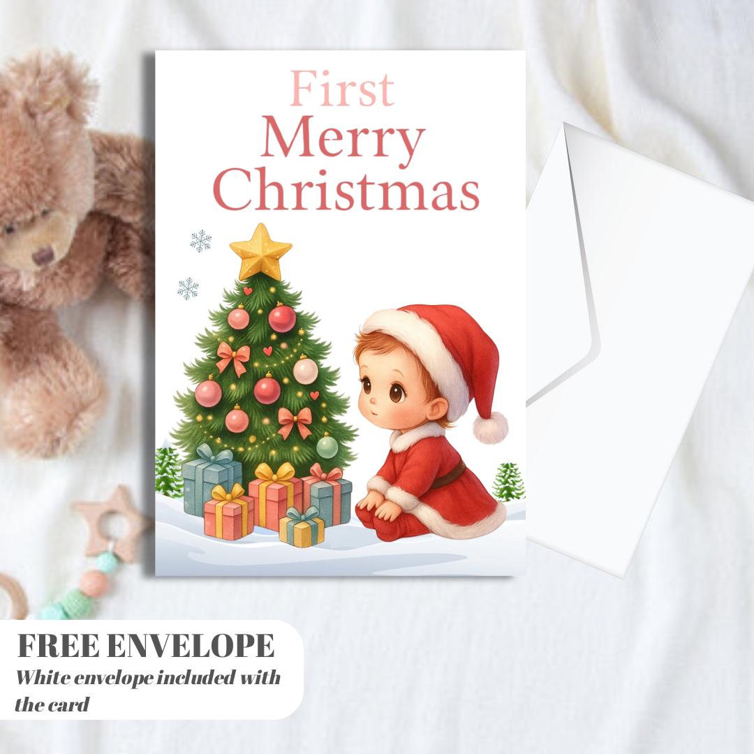 First Christmas Card for niece | Marry Xmas Card | Sheep Card | Personalised Card | For both of you | Santa card
