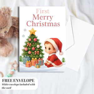 First Christmas Card for niece | Marry Xmas Card | Sheep Card | Personalised Card | For both of you | Santa card