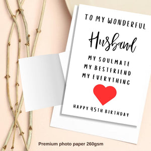 Personalised Husband Birthday Card- Soulmate Greeting Card Customised with Name/ Age For Him 30th 40th 50th 18th 21st 60th 70th