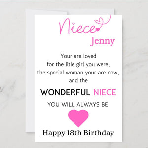 Personalised Niece Birthday Card Quote Coming of Age 21st 18th 16th 30th 40th Wonderful Niece Card for her