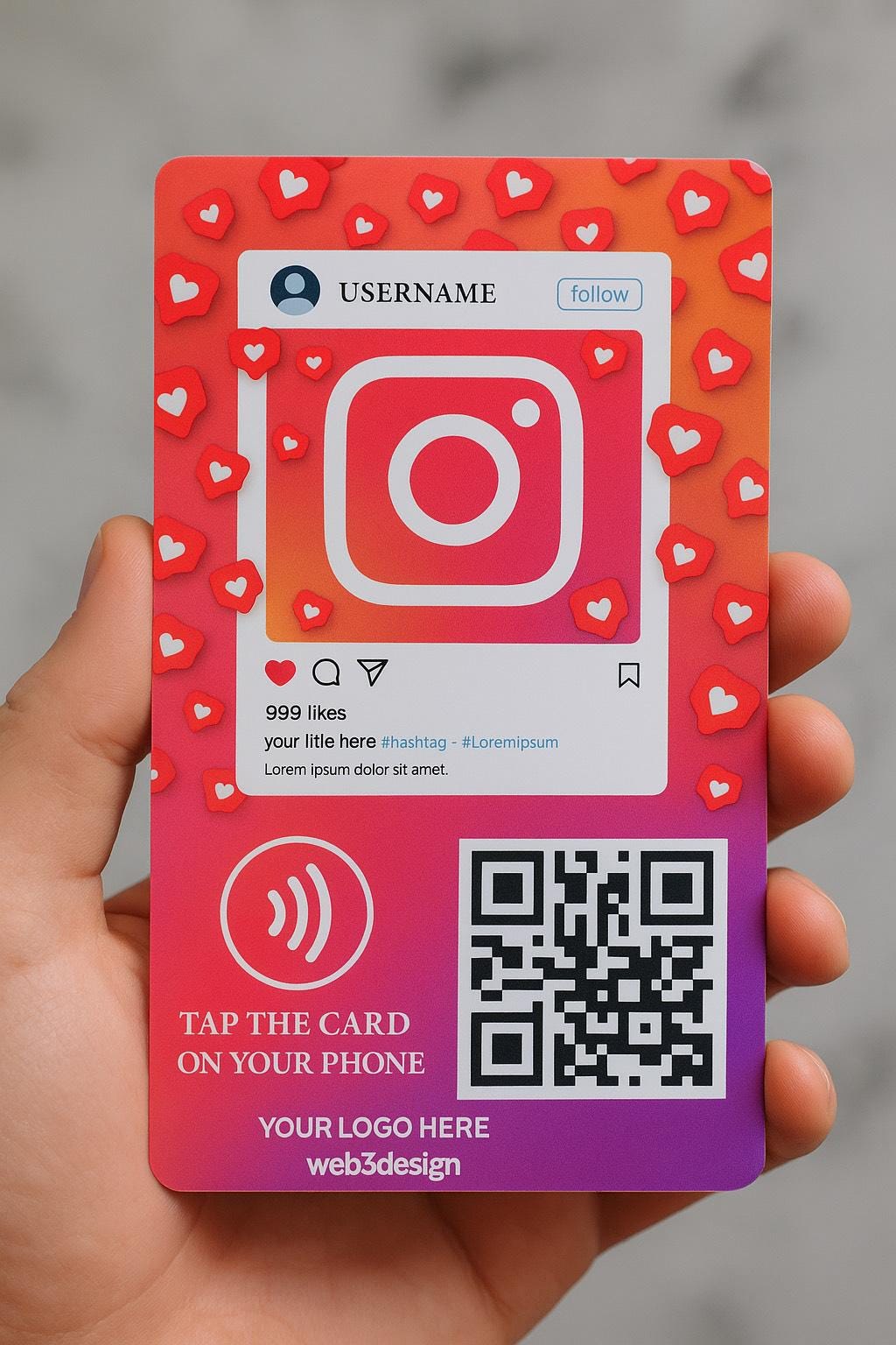 Custom NFC Instagram Tap Card: Social Media Business Card