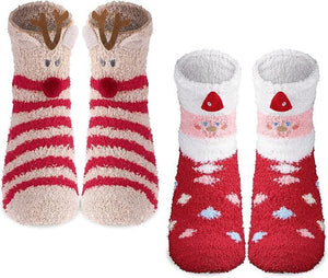 Personalized Christmas Fuzzy Socks for Women 2 Pairs Socks Cute Fluffy Socks Winter Warm Stockings Custom Name Socks Gift Ideas for Women