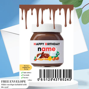 Personalized Chocolate Spread High-Quality card Birthday Anniversary greeting card Custom Nutella card Name card Favors Gift