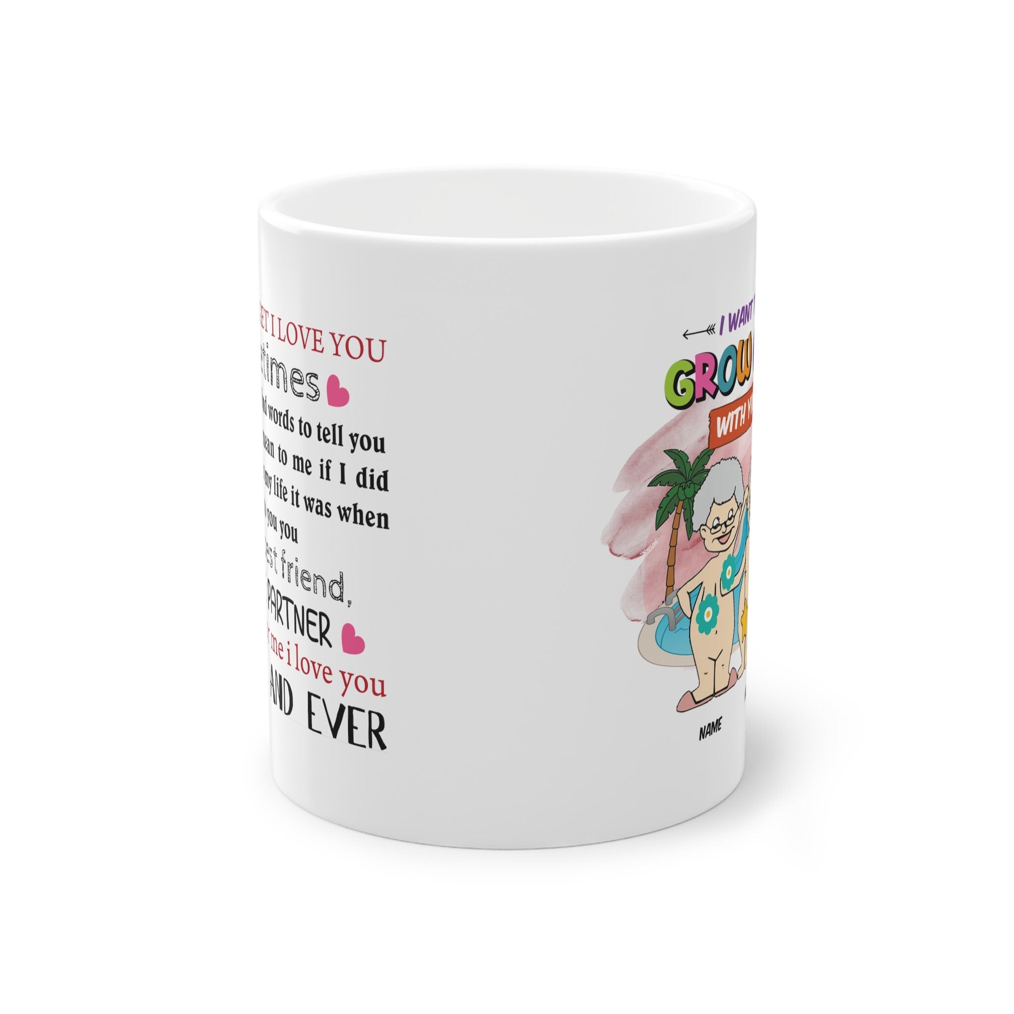 The cup of love Valentine gift mug, crazy funny mug with a cute message, personalized with name, perfect to make for him & for her happy