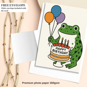 Frog Birthday Card For Her or him, greeting card with from, friend frog, bday card frog, frog wishes happy birthday card