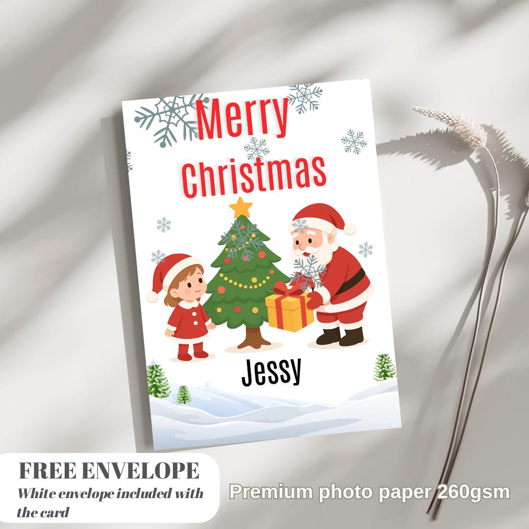 Christmas Card for niece | Marry Xmas Card | Sheep Card | Personalised Card | For both of you | Santa card