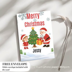 Christmas Card for niece | Marry Xmas Card | Sheep Card | Personalised Card | For both of you | Santa card