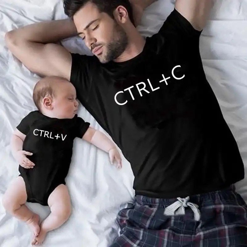 Father and son matching t-shirts family look dad t-shirt baby bodysuit funny family matching outfits gift for dad and son
