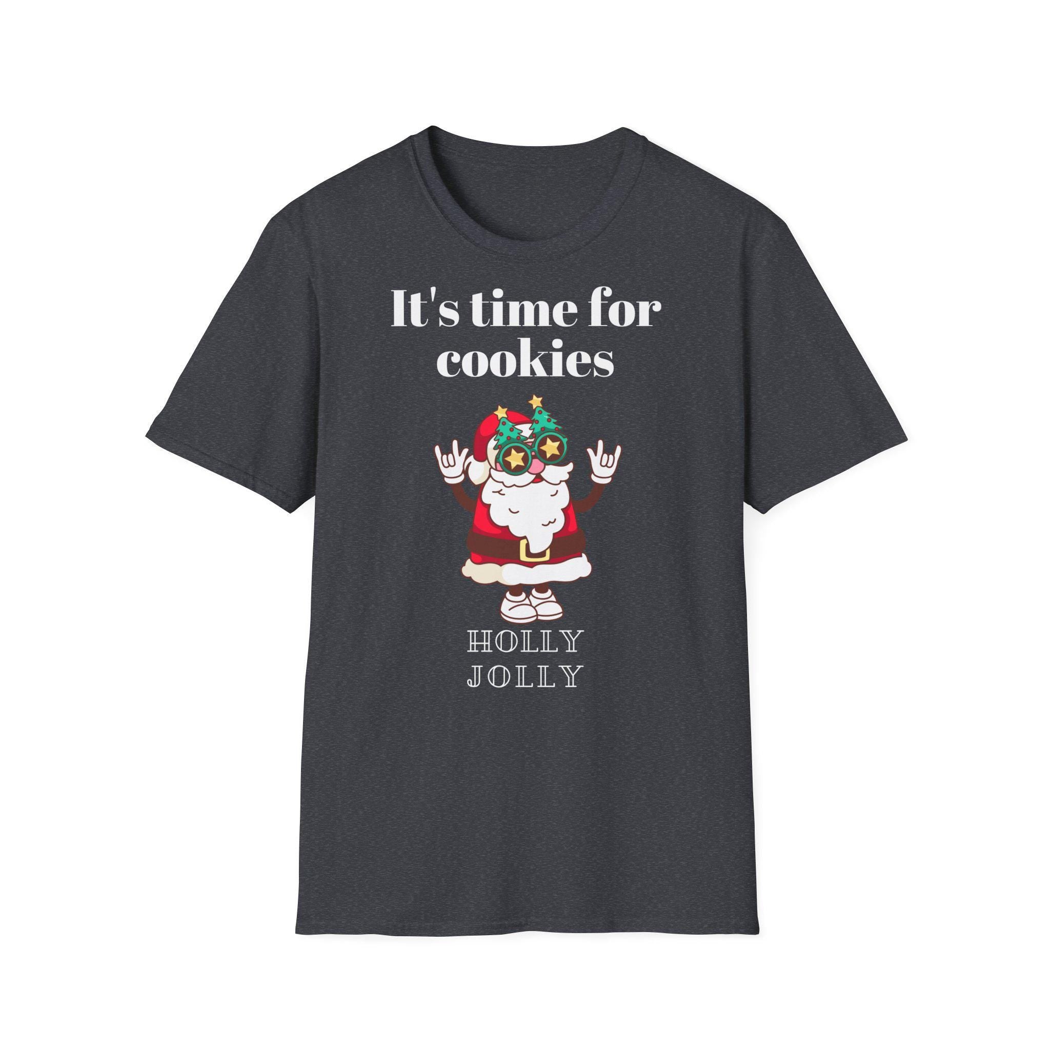 Christmas Santa Funny T-Shirt, Cookies Gift Awesome Unisex Softstyle Tee, Holiday Apparel, Xmas Shirt, Festive Clothing, Winter Top