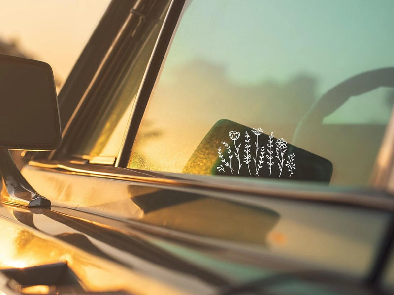 Wildflowers Car Decal: Removable Vinyl Sticker for Laptop, Water Bottle