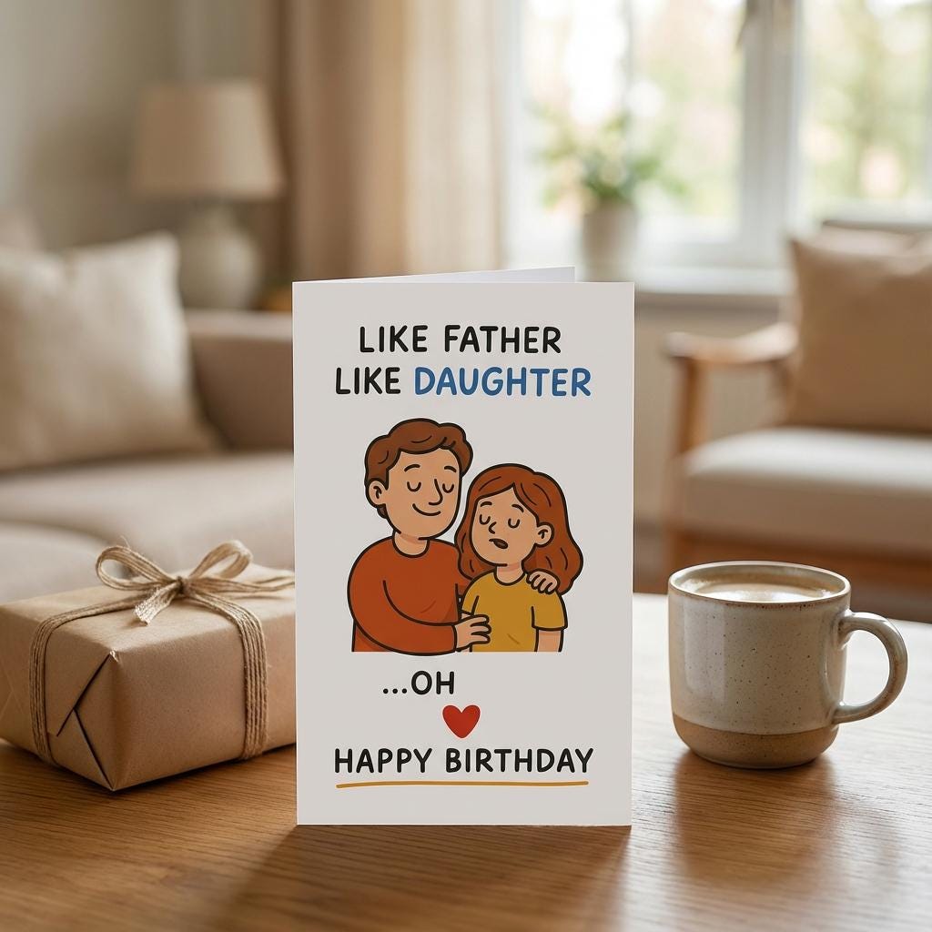 Funny Dad Birthday Card Like Father Like Daughter Card, Oh Shit Birthday Card for Dad, Dad Gift from Daughter, Humorous Father Card