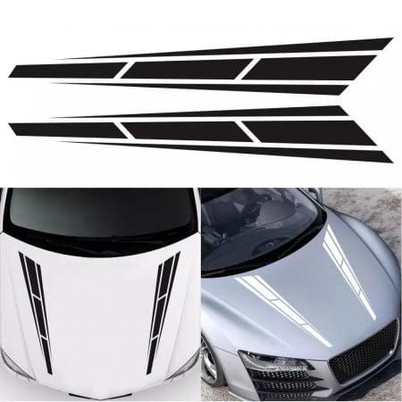 Universal Car Racing Hood Stripes Decal Set M1 – Sport Vinyl Stickers Waterproof set of 2 size (12cmx80xm)