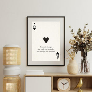 Motivational Wall Poster Print – Playing Card Quote Art, Cool Poster for Room Decor, Minimal Frame Poster
