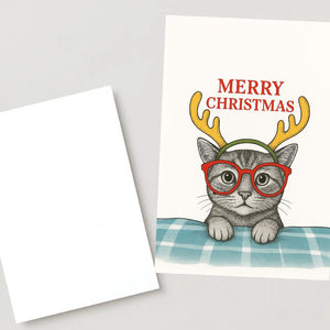 Funny Cat Lovers Christmas Card - Christmas Cat funny - Funny Xmas Cards For Cat Lovers - Cat on blanket , cat mums Funny