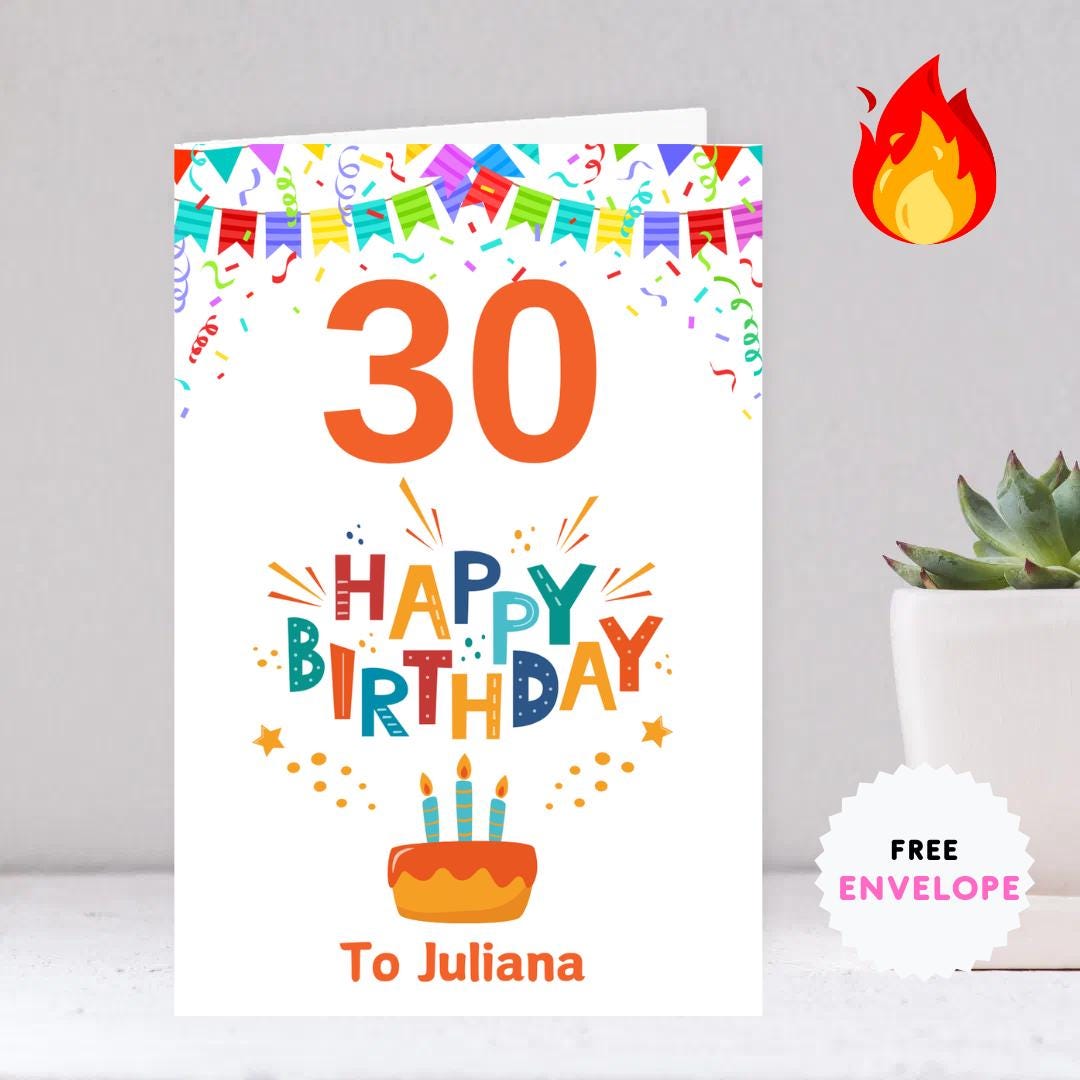 30th birthday card for her personalised 30th birthday card for her daughter greeting card