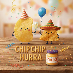 Funny Birthday Card • Chip Chip Hurra • Cute Chips Greeting Card • Pun Birthday Card • Humorous Birthday Gift • Cheese Dip Party Card