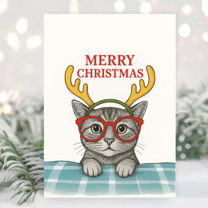 Funny Cat Lovers Christmas Card - Christmas Cat funny - Funny Xmas Cards For Cat Lovers - Cat on blanket , cat mums Funny