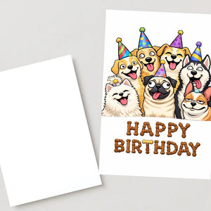Funny Dog Birthday Greeting Card A5 – Meme Dogs Party Card, Happy Birthday Card for Dog Lovers